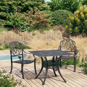 vidaXL Ensemble de bistro 3 pcs Aluminium coulé Noir pas cher