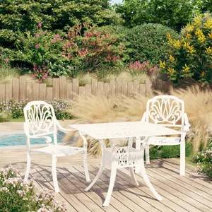 vidaXL Ensemble de bistro 3 pcs Aluminium coulé Blanc pas cher