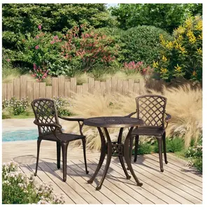 vidaXL Ensemble de bistro 3 pcs Aluminium coulé Bronze pas cher