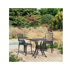 Comparateur de prix : vidaXL Ensemble de bistro 3 pcs Aluminium coulé Noir