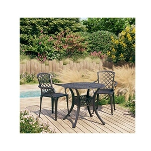 vidaXL Ensemble de bistro 3 pcs Aluminium coulé Noir pas cher
