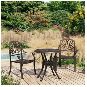 vidaXL Ensemble de bistro 3 pcs Aluminium coulé Bronze pas cher