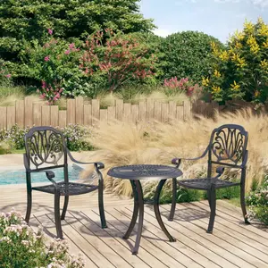 vidaXL Ensemble de bistro 3 pcs Aluminium coulé Noir pas cher