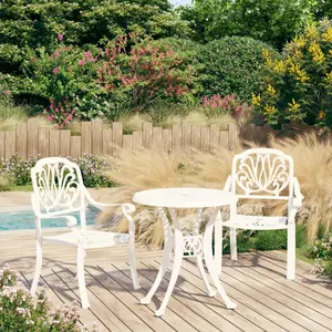 vidaXL Ensemble de bistro 3 pcs Aluminium coulé Blanc pas cher