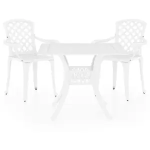 vidaXL Ensemble de bistro 3 pcs Aluminium coulé Blanc pas cher