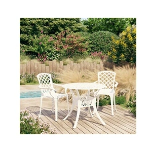 vidaXL Ensemble de bistro 3 pcs Aluminium coulé Blanc pas cher