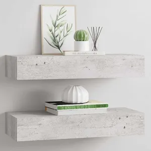 Comparateur de prix : vidaXL Étagères à tiroir murales 2 pcs Gris béton 60x23,5x10 cm MDF