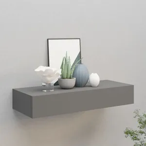 vidaXL Étagère à tiroir murale Gris 60x23,5x10 cm MDF pas cher