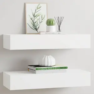 Comparateur de prix : vidaXL Étagères à tiroirs murales 2 pcs Blanc 60x23,5x10 cm MDF