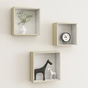 Comparateur de prix : vidaXL Étagères murales sous forme de cube 3 pcs Blanc et chêne sonoma