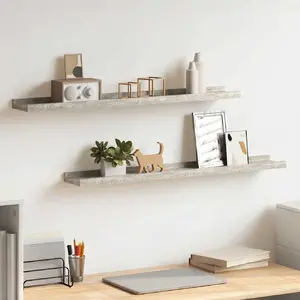 vidaXL Étagères murales 2 pcs Gris béton 80x9x3 cm pas cher
