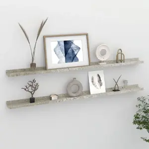 vidaXL Étagères murales 2 pcs Gris béton 115x9x3 cm pas cher