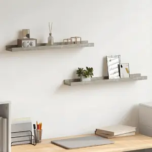 vidaXL Étagères murales 2 pcs Gris béton 60x9x3 cm pas cher