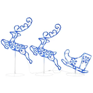 vidaXL vidaXL Renne et traîneaux Noël volant Acrylique 260x21x87 cm Bleu pas cher