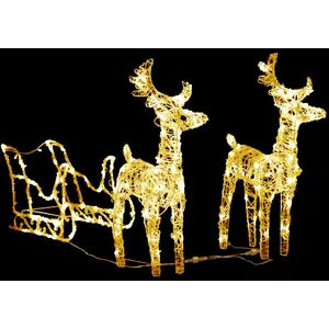 Comparateur de prix : vidaXL Décoration de Noël Rennes et traîneau 160 LED 130 cm Acrylique