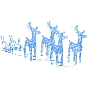 Comparateur de prix : vidaXL Décoration de Noël Rennes et traîneau 280x28x55 cm Acrylique