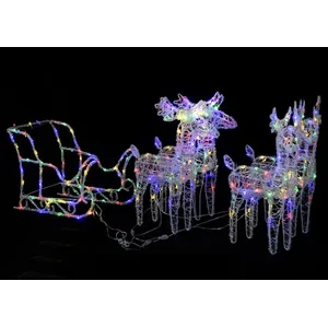 vidaXL Décoration de Noël Rennes et traîneau 280x28x55 cm Acrylique pas cher