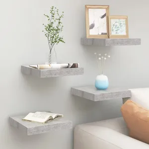 vidaXL Étagères murales flottantes 4 pcs gris béton 23x23,5x3,8 cm MDF pas cher