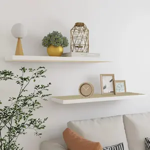 Comparateur de prix : vidaXL Étagères flottantes 2 pcs Chêne et blanc 90x23,5x3,8 cm MDF