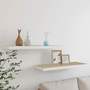 Comparateur de prix : vidaXL Étagères flottantes 2 pcs chêne et blanc 80x23,5x3,8 cm MDF