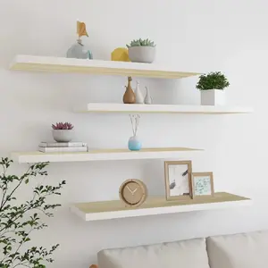Comparateur de prix : vidaXL Étagères flottantes 4 pcs chêne et blanc 120x23,5x3,8 cm MDF