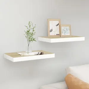 vidaXL Étagères flottantes 2 pcs chêne et blanc 50x23x3,8 cm MDF pas cher