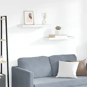 vidaXL Étagères flottantes 2 pcs chêne et blanc 60x23,5x3,8 cm MDF pas cher