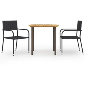 vidaXL Ensemble à manger de jardin 3 pcs Résine tressée Noir pas cher