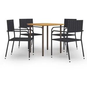 vidaXL Ensemble de salle à manger de jardin 5 pcs Résine tressée Noir pas cher