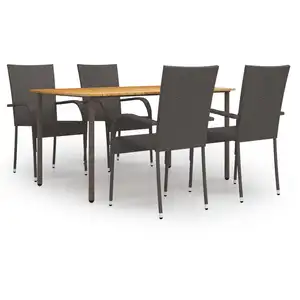 vidaXL Ensemble de salle à manger de jardin 5pcs Résine tressée Marron pas cher