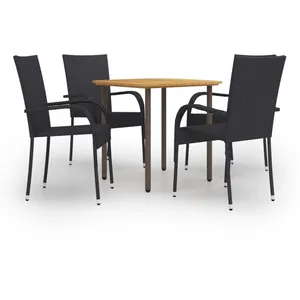 vidaXL Ensemble de salle à manger de jardin 5 pcs Résine tressée Noir pas cher