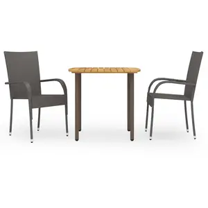 vidaXL Vidaxl Ensemble À Manger De Jardin 3pcs Résine Tressée Marron pas cher