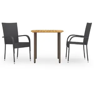vidaXL Ensemble de salle à manger de jardin 3 pcs Résine tressée Noir pas cher