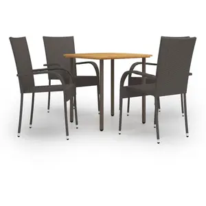 vidaXL Vidaxl Ensemble À Manger De Jardin 5pcs Résine Tressée Marron pas cher