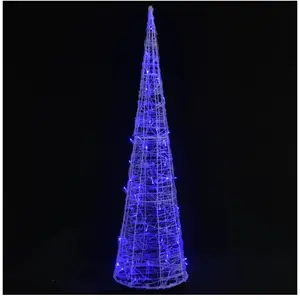 vidaXL Cône lumineux décoratif pyramide à LED Acrylique Bleu 90 cm pas cher