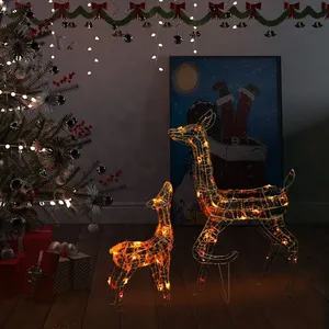 Comparateur de prix : vidaXL Famille de rennes de décoration Acrylique 160 LED coloré