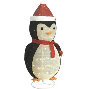 Comparateur de prix : vidaXL Décoration de Noël pingouin à LED Tissu de luxe 180 cm