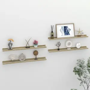 Comparateur de prix : vidaXL Étagères murales 4 pcs blanc et chêne sonoma 80x9x3 cm