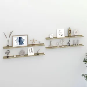 vidaXL Étagères murales 4 pcs blanc et chêne sonoma 100x9x3 cm pas cher