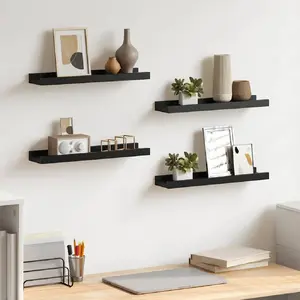 vidaXL Étagères murales 4 pcs Noir 40x9x3 cm pas cher