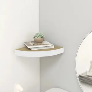 Comparateur de prix : vidaXL Étagère d'angle murale Chêne et blanc 25x25x3,8 cm MDF