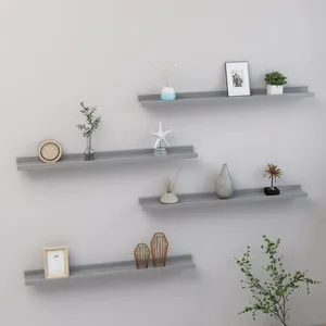 vidaXL Étagères murales 4 pcs Gris 80x9x3 cm pas cher