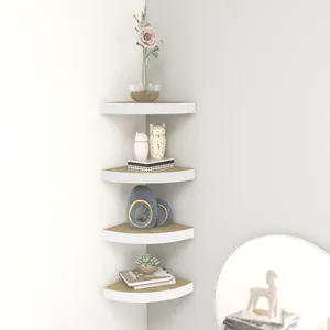 Comparateur de prix : vidaXL Étagères d'angle murales 4 pcs Chêne et blanc 35x35x3,8 cm MDF