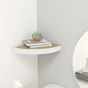 vidaXL Étagère d'angle murale Chêne et blanc 35x35x3,8 cm MDF