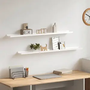 Comparateur de prix : vidaXL Étagères murales 2 pcs Blanc brillant 100x9x3 cm