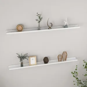 Comparateur de prix : vidaXL Étagères murales 2 pcs Blanc brillant 115x9x3 cm