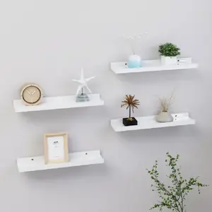 vidaXL Étagères murales 4 pcs Blanc brillant 40x9x3 cm pas cher