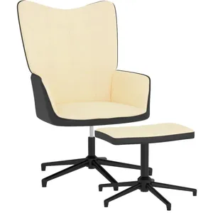 Comparateur de prix : vidaXL Chaise de relaxation et repose-pied Blanc crème Velours et PVC