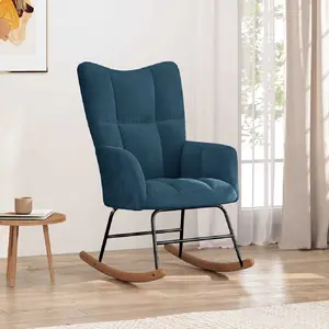 vidaXL Chaise à bascule Bleu Velours pas cher