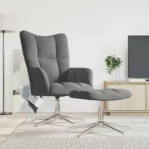vidaXL Chaise de relaxation avec repose-pied Gris foncé Velours